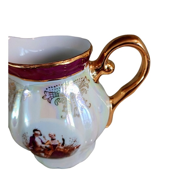 GNA Fine Porcelain CREAMER 24k Hand Painted Victorian Romantic Iridescent Vintag - Picture 5 of 13